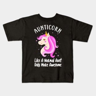 Aunticorn Aunt Cute Unicorn Family Sayings Kids T-Shirt